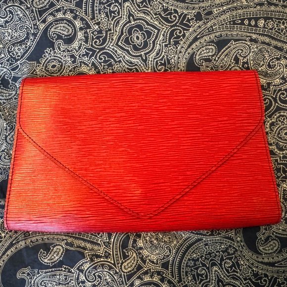 Authentic Louis Vuitton Red Epi Art Deco Clutch - Picture 1 of 12